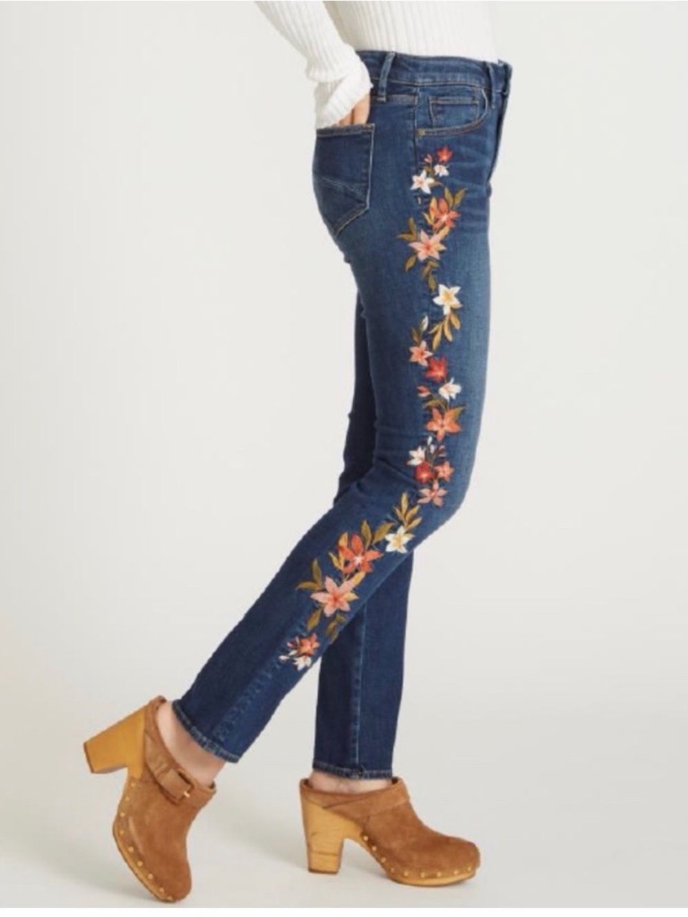 Driftwood Audrey Embroidered Floral Jeans - Blue